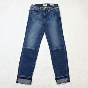 Frame Denim Jeans Womens 24 Le Nouveau Straight Blue Fade Distressed‎ Raw Cuff